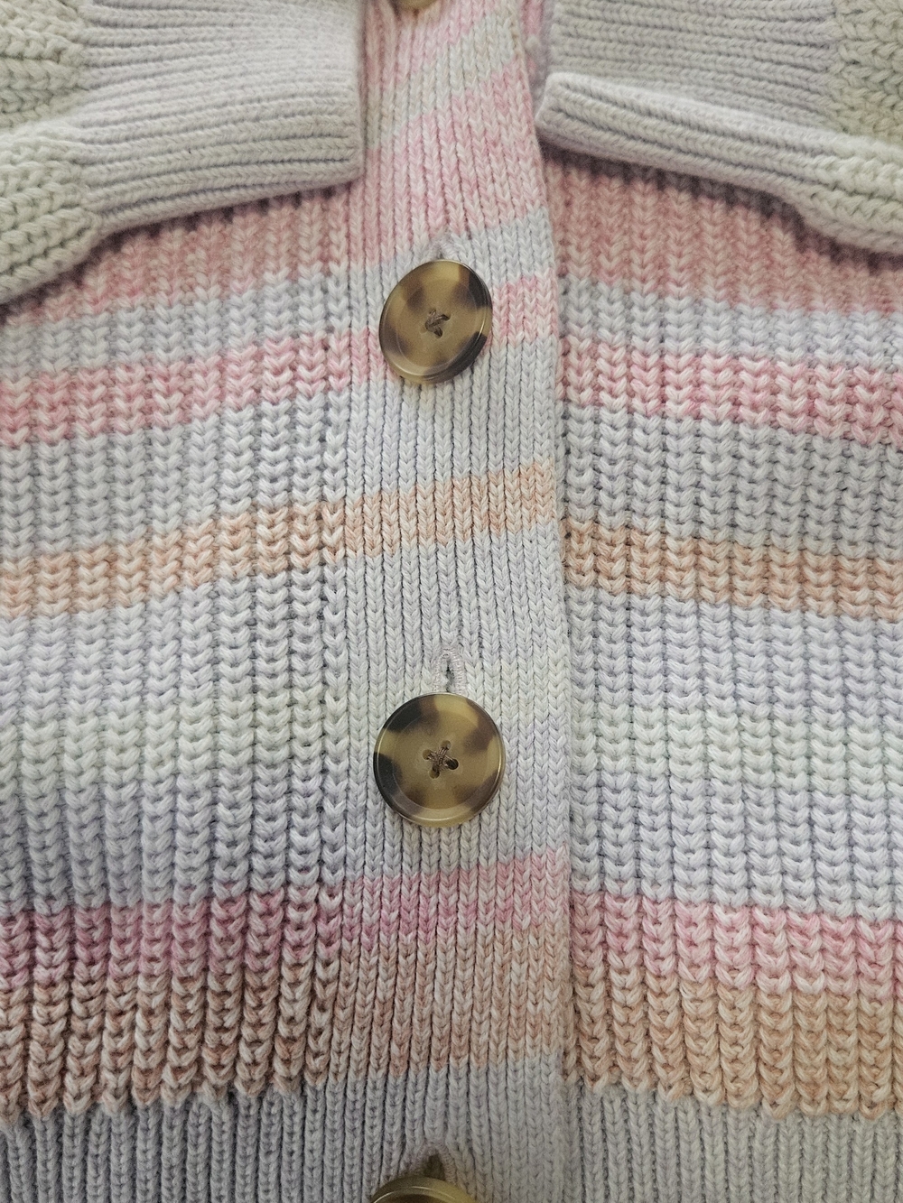 GAP Pastel Striped Button-Front Cardigan in Pink, Peach, Cream, Light Blue - Picture 5 of 6